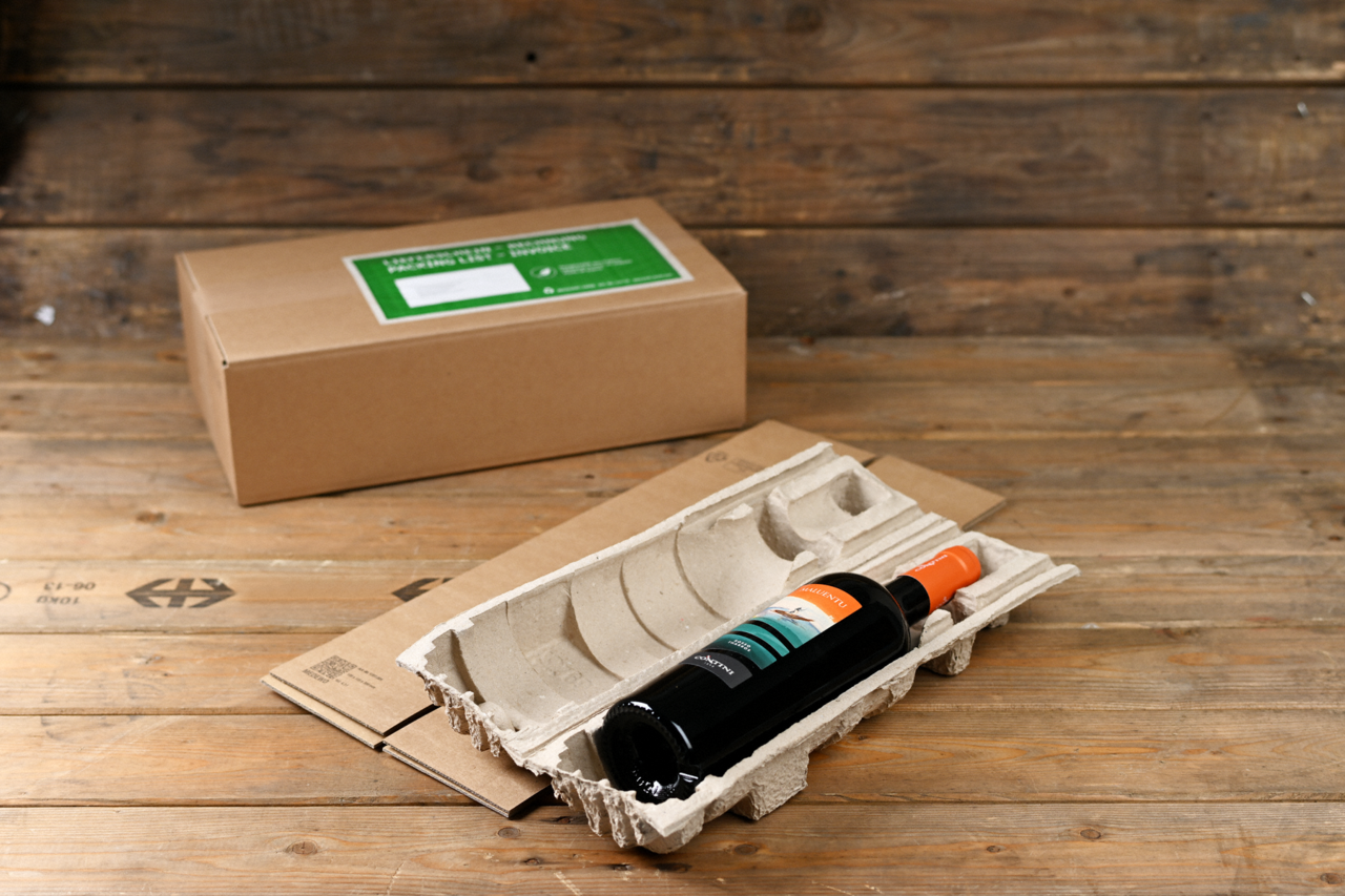 Flaschen-Versandverpackung Faserguss für 0,75 Liter