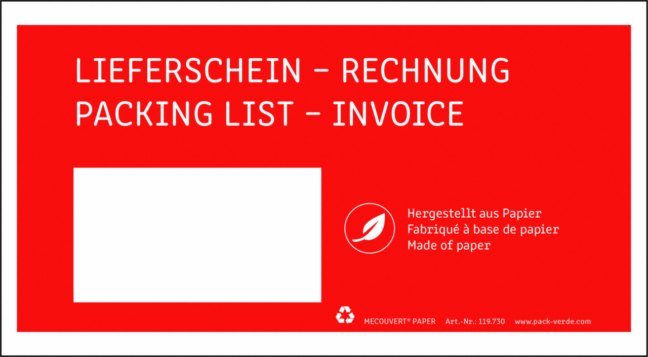 Lieferscheintaschen Papier MECOUVERT® PAPER