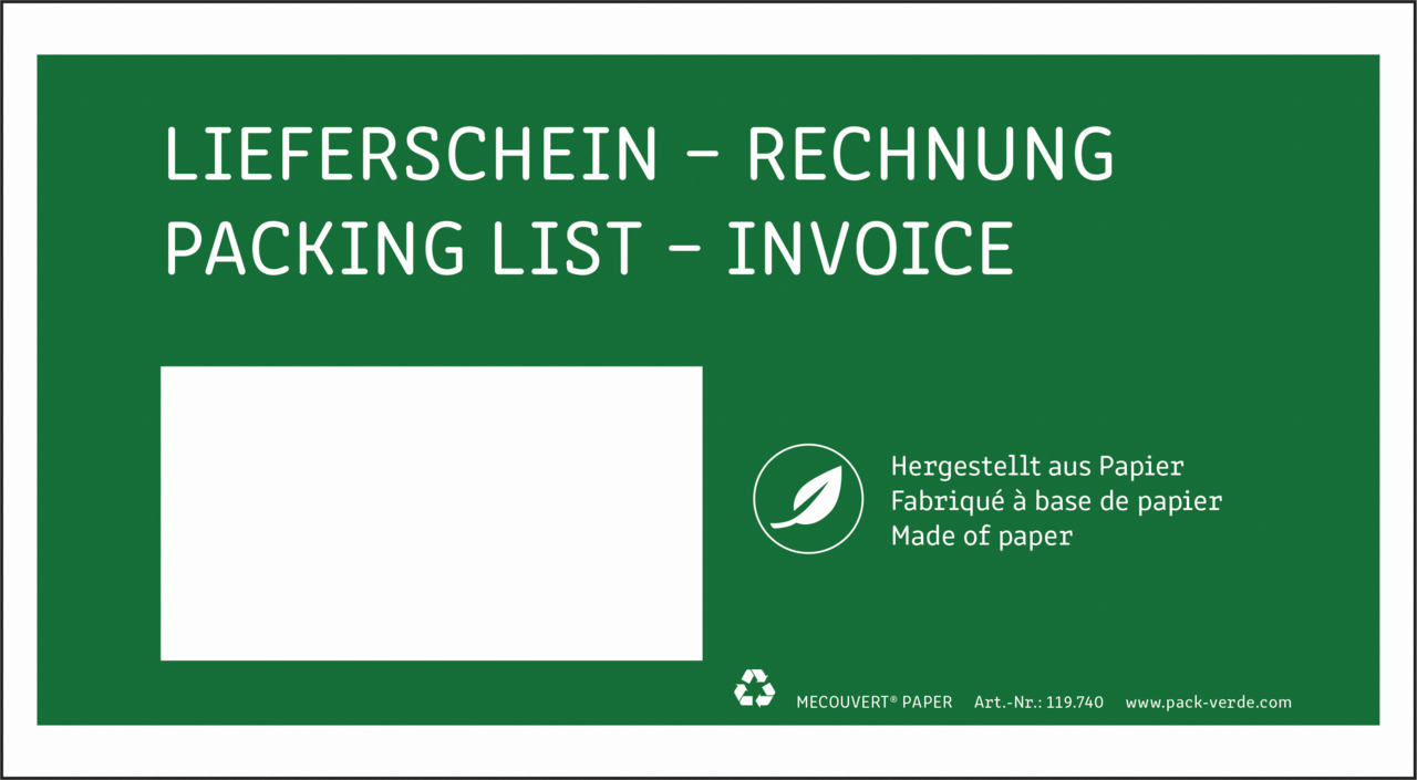 Lieferscheintaschen Papier MECOUVERT® PAPER