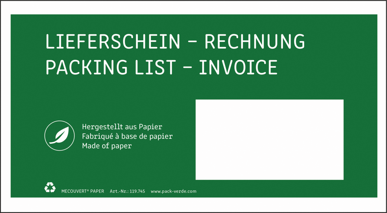 Lieferscheintaschen Papier MECOUVERT® PAPER