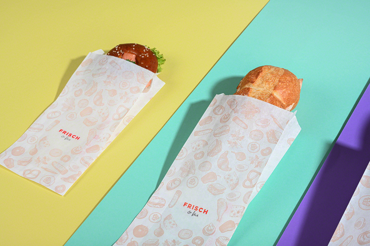 Papierfaltenbeutel «FRISCH & fein» Take-away