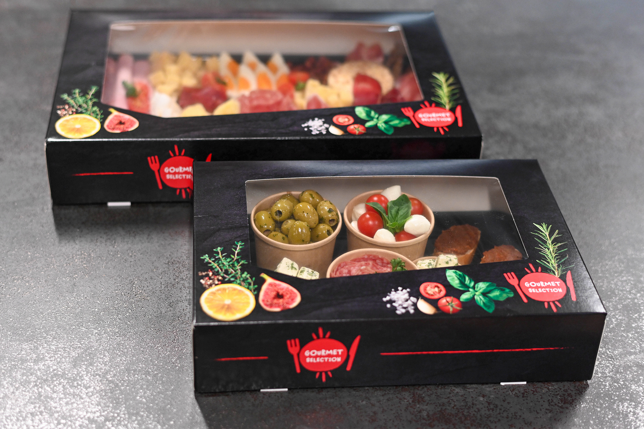 Catering-Karton mit Sichtfenster GOURMET