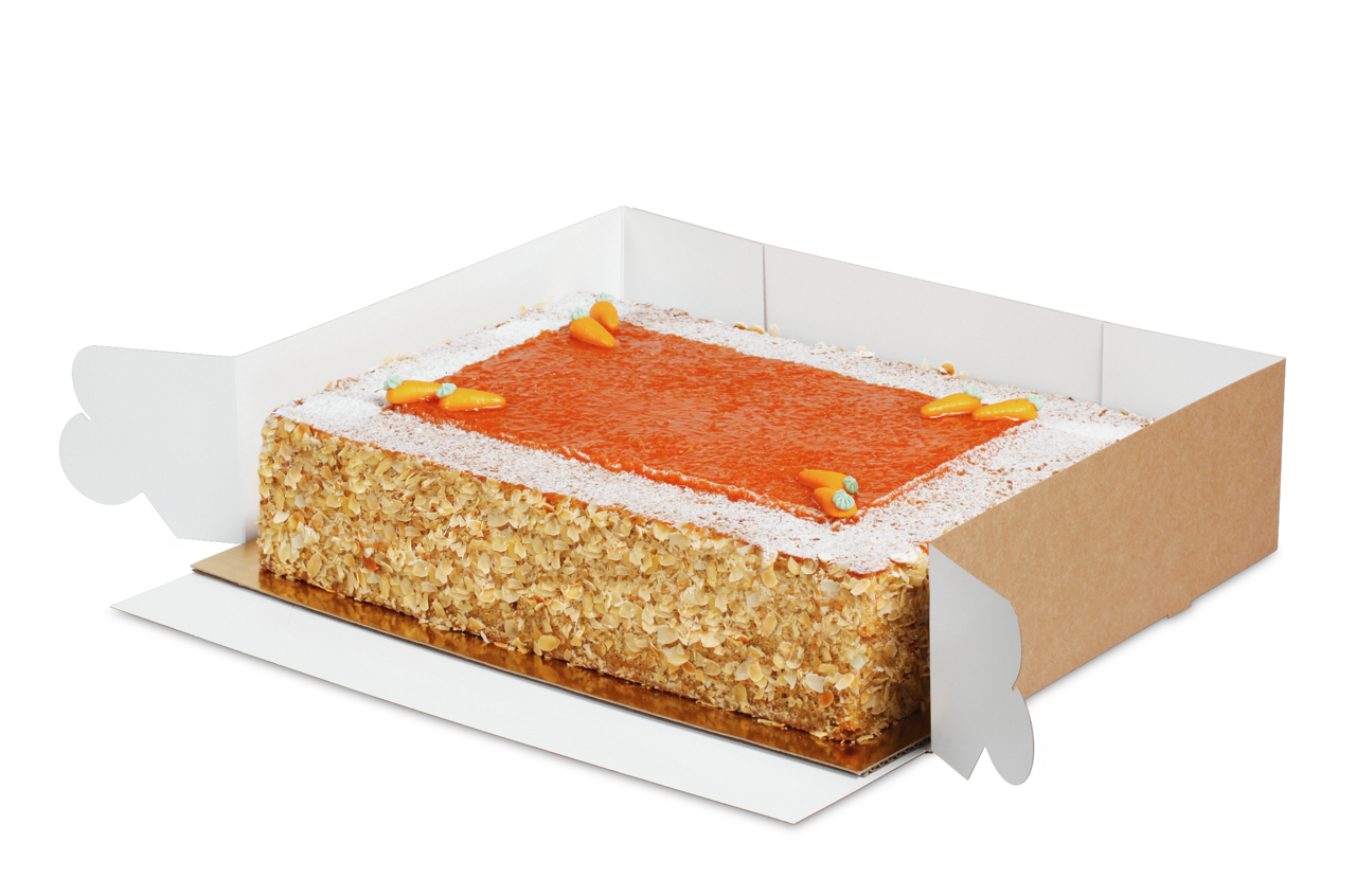 Aufklappbare Seitenwand für einfaches Befüllen und müheloses Herausnehmen der Torte.
