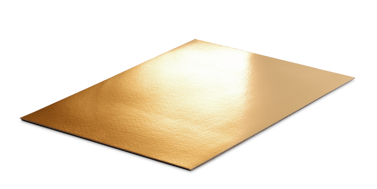 stabiler Wellkarton mit Goldfolien-Cellophanierung