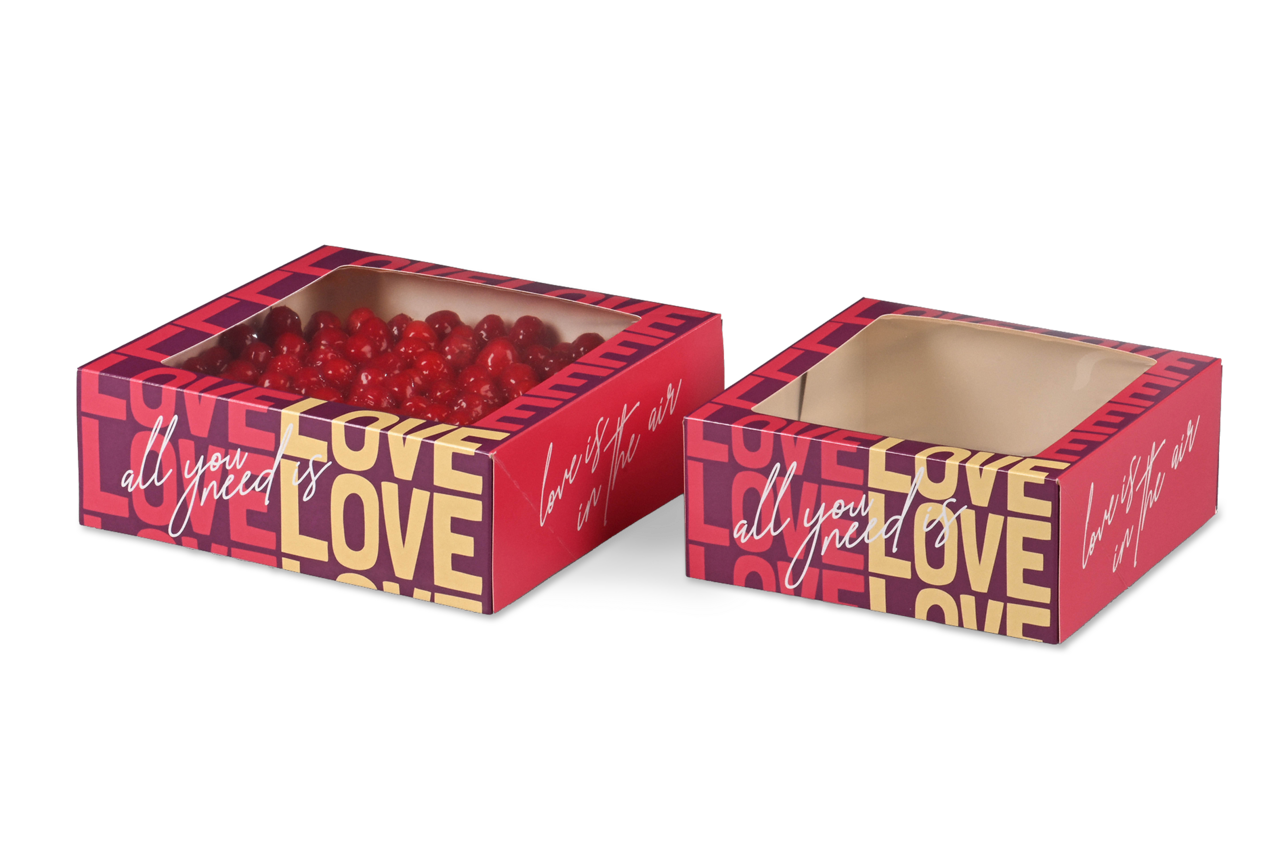 Tortenkarton mit Sichtfenster «love»