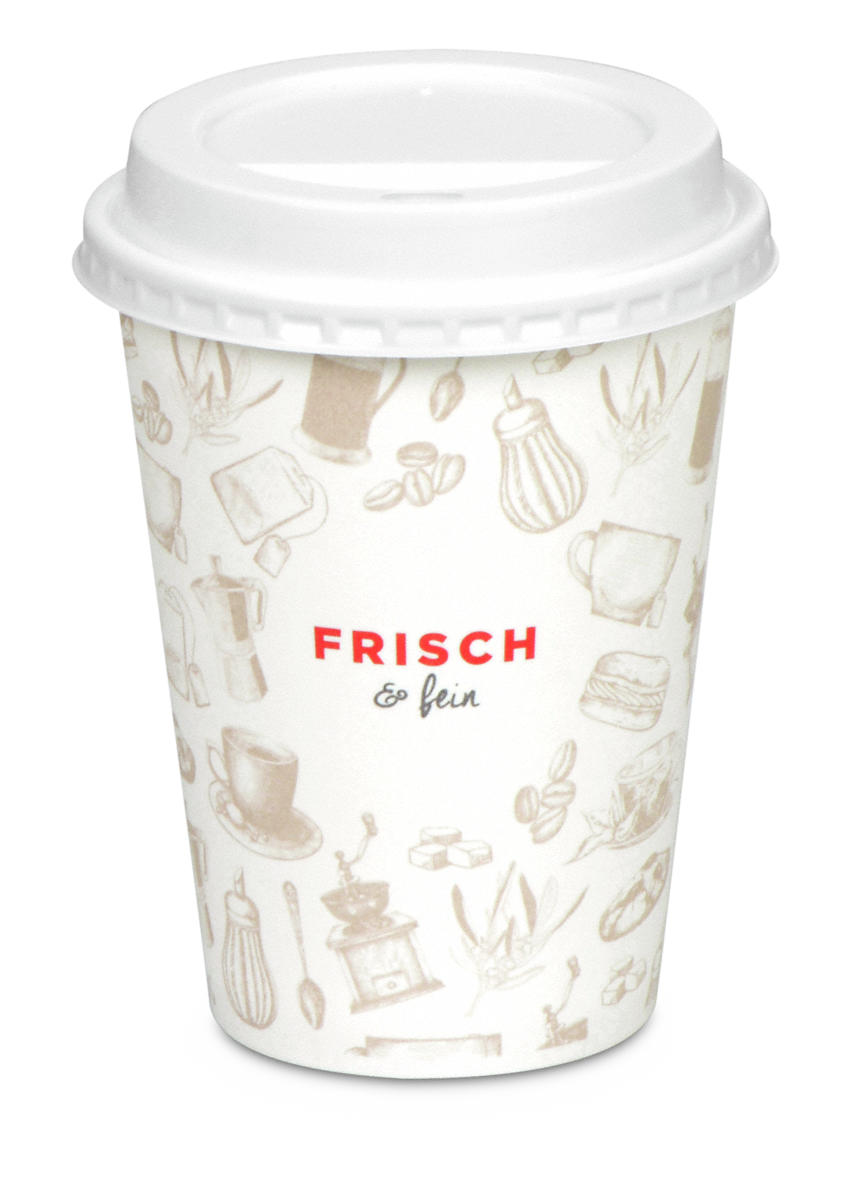 Heißgetränke-Becher PE-beschichtet «FRISCH & fein»