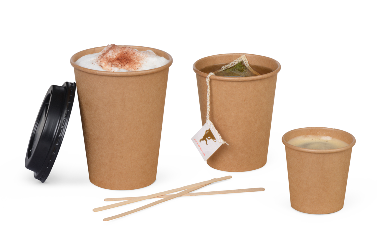 Heißgetränke-Becher PE-beschichtet braun