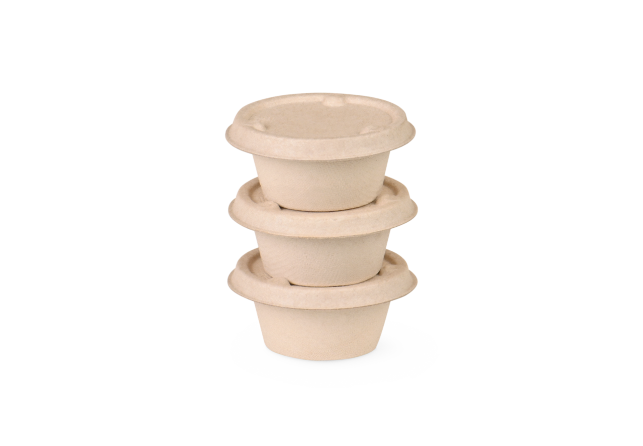 Dressingbecher aus Bagasse & Deckel