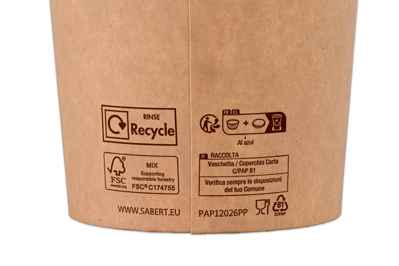 Die Becher können herstellerseitig mit einem Aufdruck versehen sein.