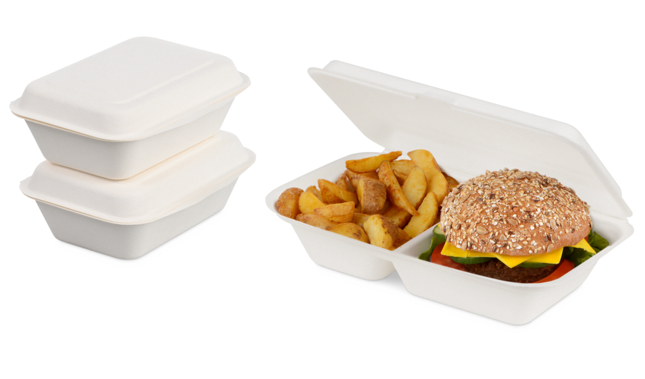 Menübox aus Bagasse mit Deckel
