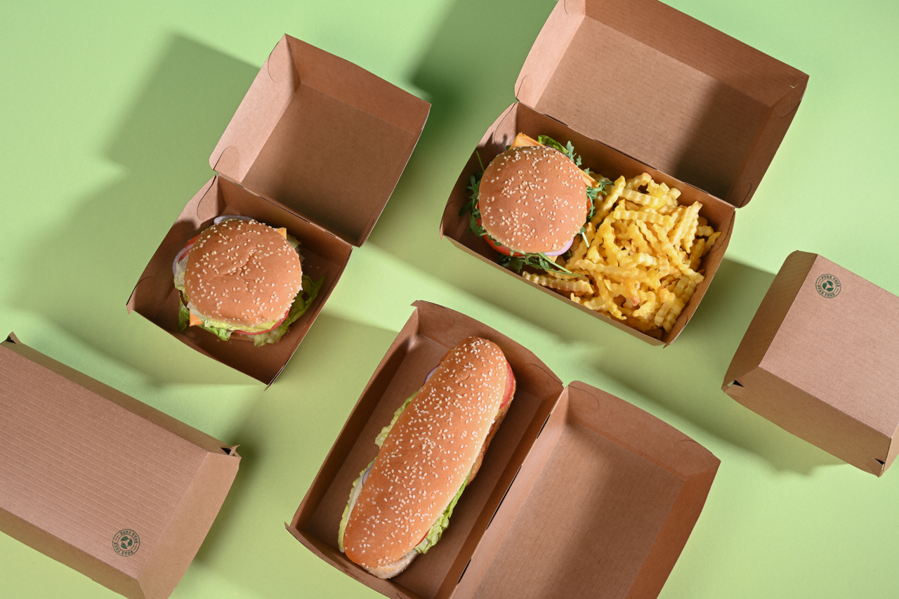 Burger-Verpackung aus Karton braun 