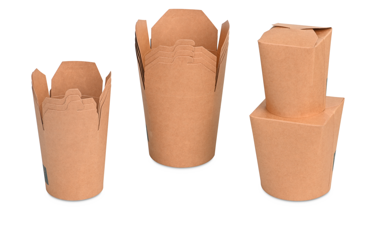 spart Platz – die Asia-Boxen sind leer gut nestbar. Ebenfalls können die To-Go-Verpackungen in der Theke gestapelt werden