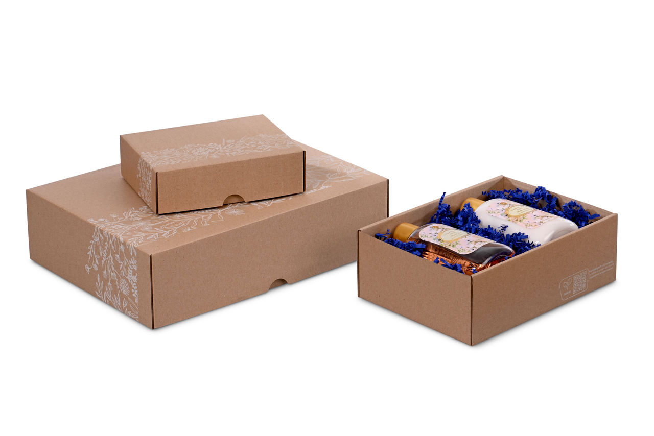 Geschenkschachtel mit Stülpdeckel & floralem Muster