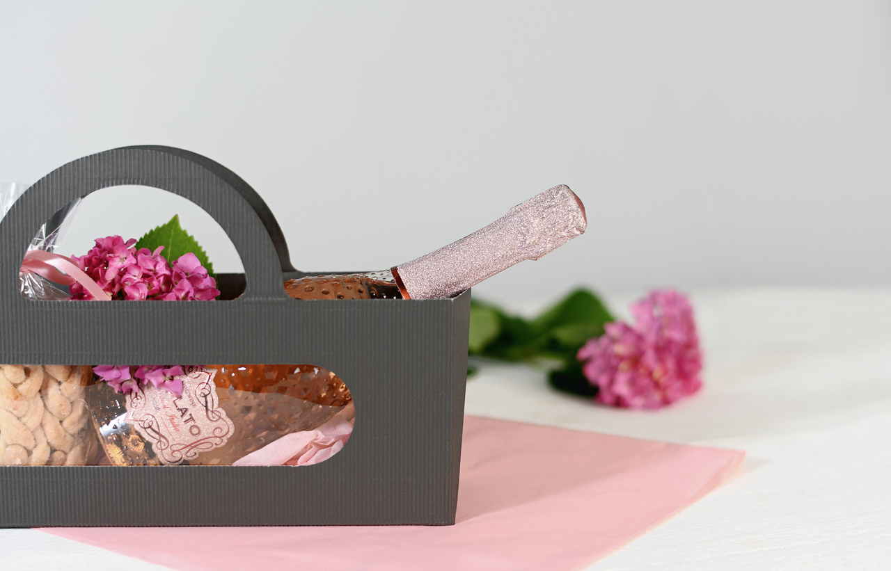 Geschenktasche mit Sichtfenster quer