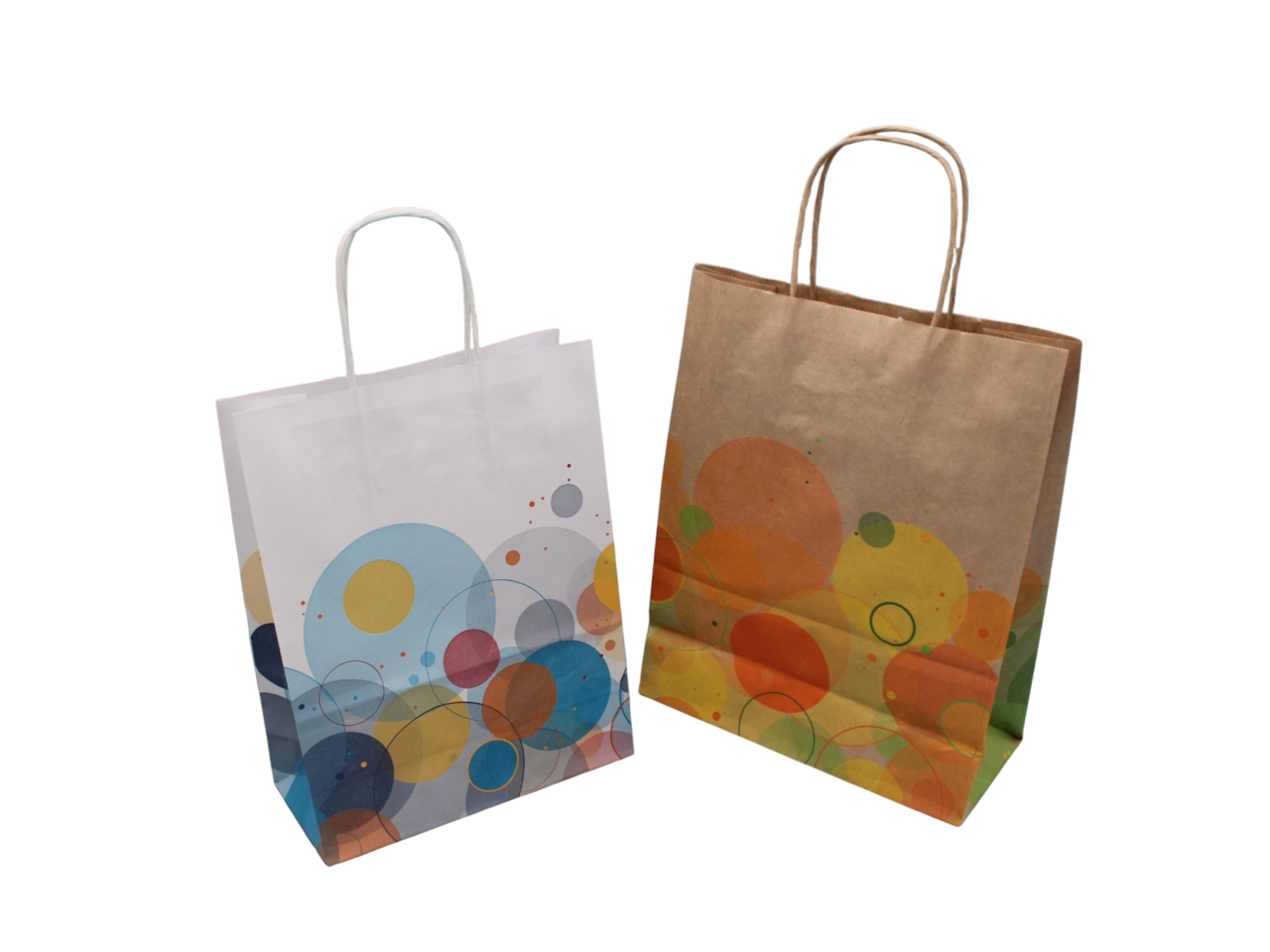 Papiertragetasche mit bunten Kreisen