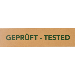 SK-Band Papier braun, GEPRÜFT, 50 mm/50 lfm, grün bedruckt