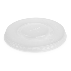 PS-Flachdeckel für Becher Ø 90 mm, mit Kreuzschlitz, transparent