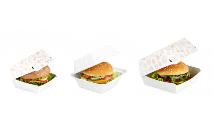 Burger-Box aus Karton oder Bagasse