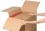 eine Schachtel für Inhalte unterschiedlicher Größe dank individueller Anpassung an das Packgut – spart Platz im Lager und am Packtisch