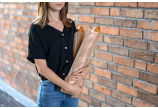 Baguettebeutel braun mit Pergamin-Sichtstreifen