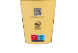 mit aufgedruckter SUP-Kennzeichnung nach EU-Vorschrift und QR-Code für weitere Infos
