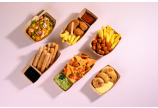 Snack-Schale aus Pappe braun mit Dipfach