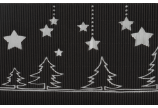 Motiv «Weihnachtsglanz»: Heißfolienprägung in Silber auf anthrazitfarbenem Karton mit offener Welle