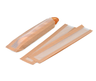 Baguettebeutel braun mit Pergamin-Sichtstreifen