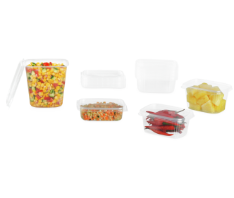 Feinkostbecher aus PP rechteckig & Deckel