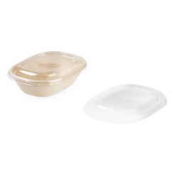 rPET-Deckel zu Schale aus Bagasse oval