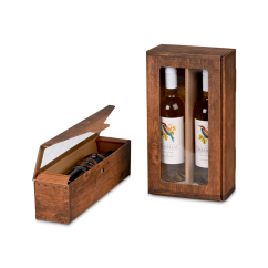Flaschen-Geschenkkarton mit Sichtfenster Vintage