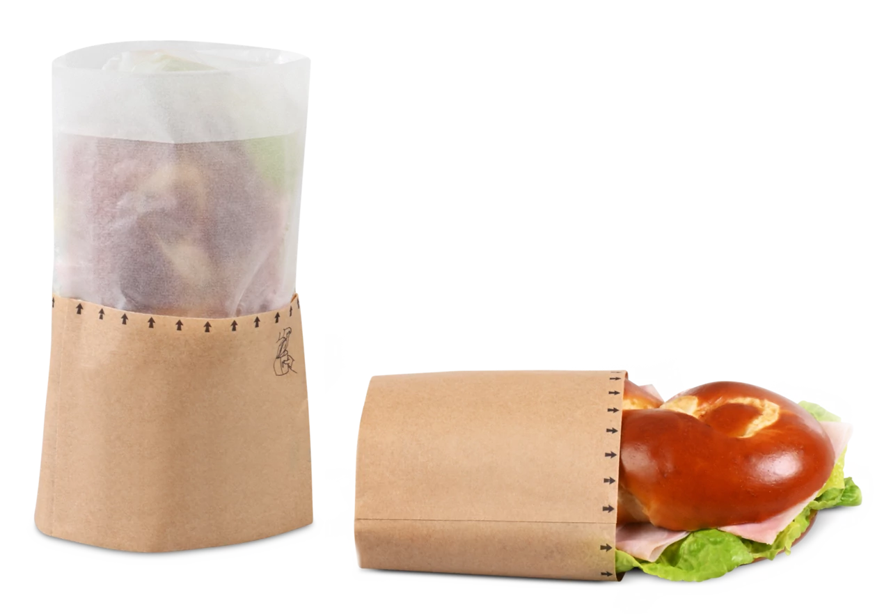 Snack-Bag braun mit Pergamin-Sichtstreifen