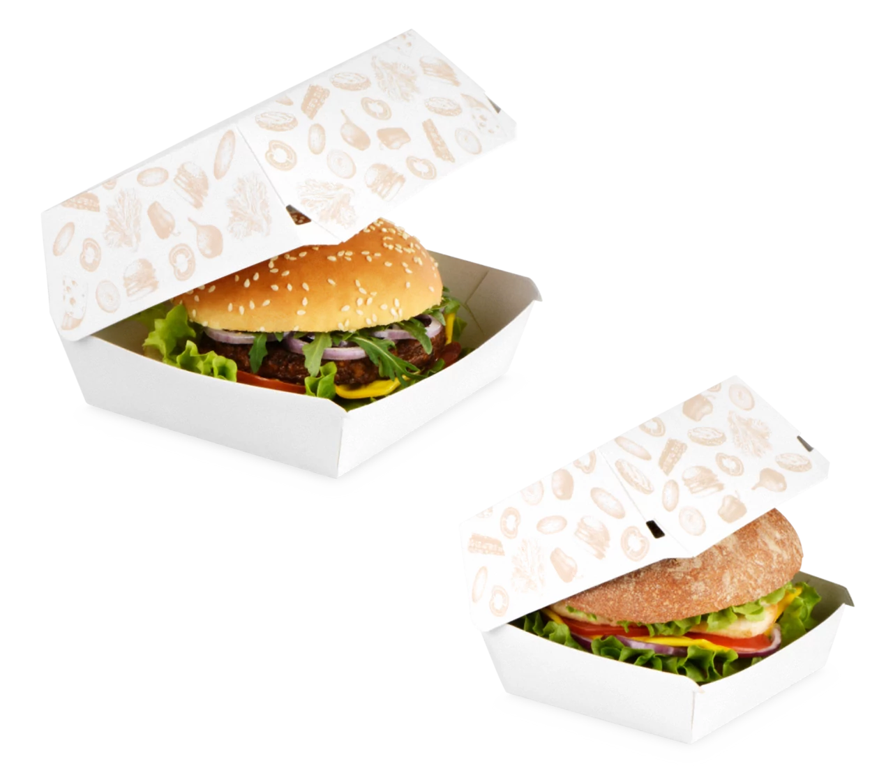 Burger-Box aus Karton «FRISCH & fein»