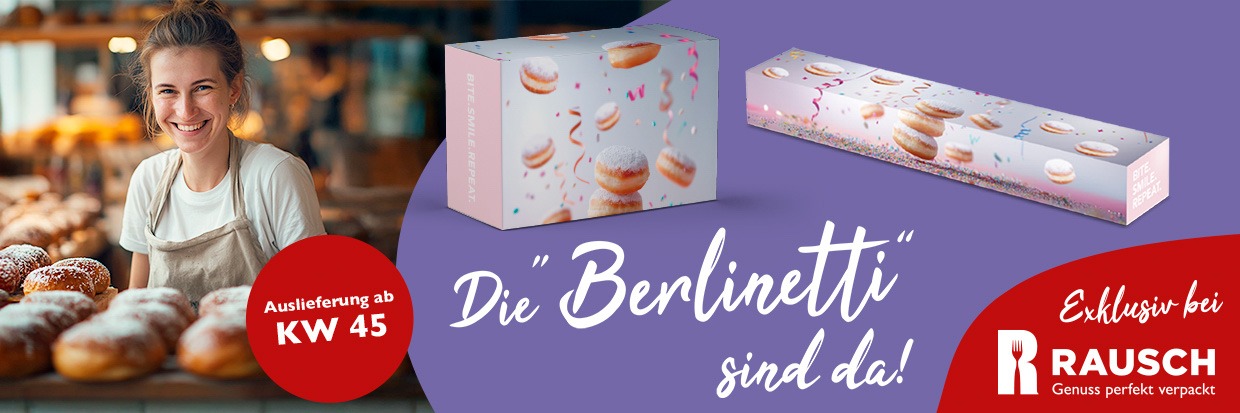 Jetzt unsere exklusiven Krapfen-Kartons «Berlinetti» vorbestellen Krapfenkarton Berlinetti