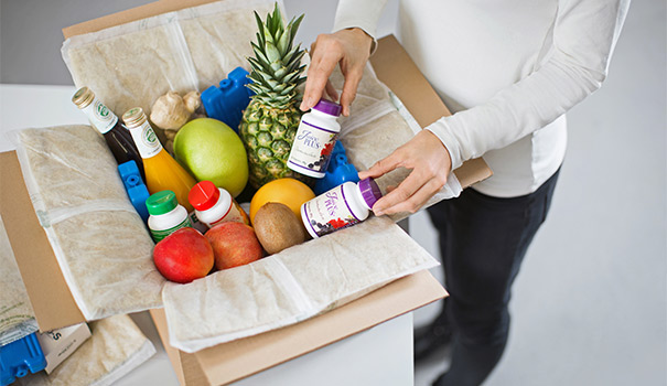 Lebensmittel in einer Thermoverpackung aus Hanf