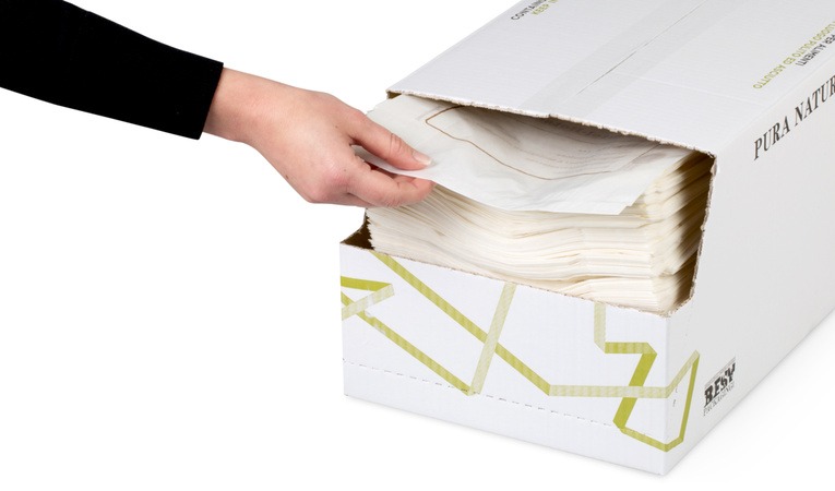 Papierfaltenbeutel &laquo;Frische pur&raquo; in der Spenderbox