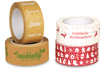 Rollen mit bedruckten Klebebändern Rollen mit bedruckten Klebebändern