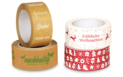 Rollen mit bedruckten Klebebändern Rollen mit bedruckten Klebebändern