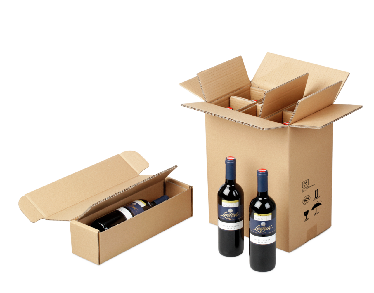 Carton pour bouteilles de 0,75 litre, certifiés DHL