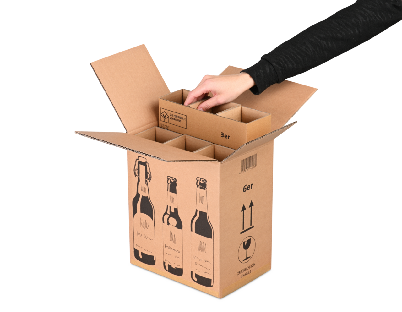 Carton pour bouteilles de 0,33 à 0,50 litre, certifiés DHL