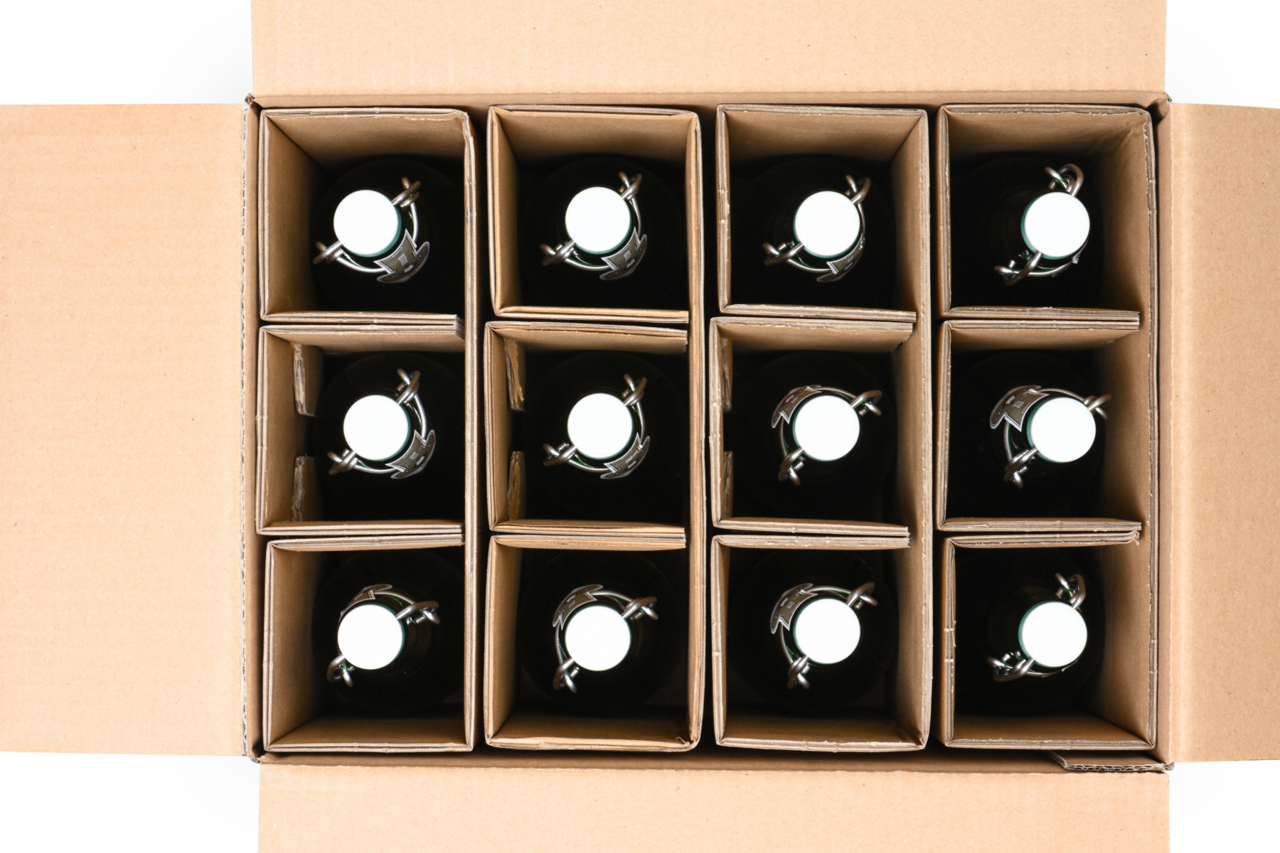 Carton pour bouteilles de 0,33 à 0,50 litre, certifiés DHL