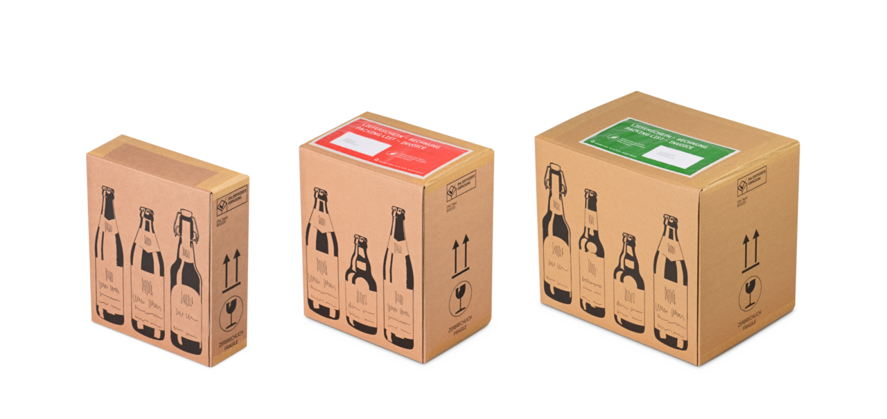 Carton pour bouteilles de 0,33 à 0,50 litre, certifiés DHL