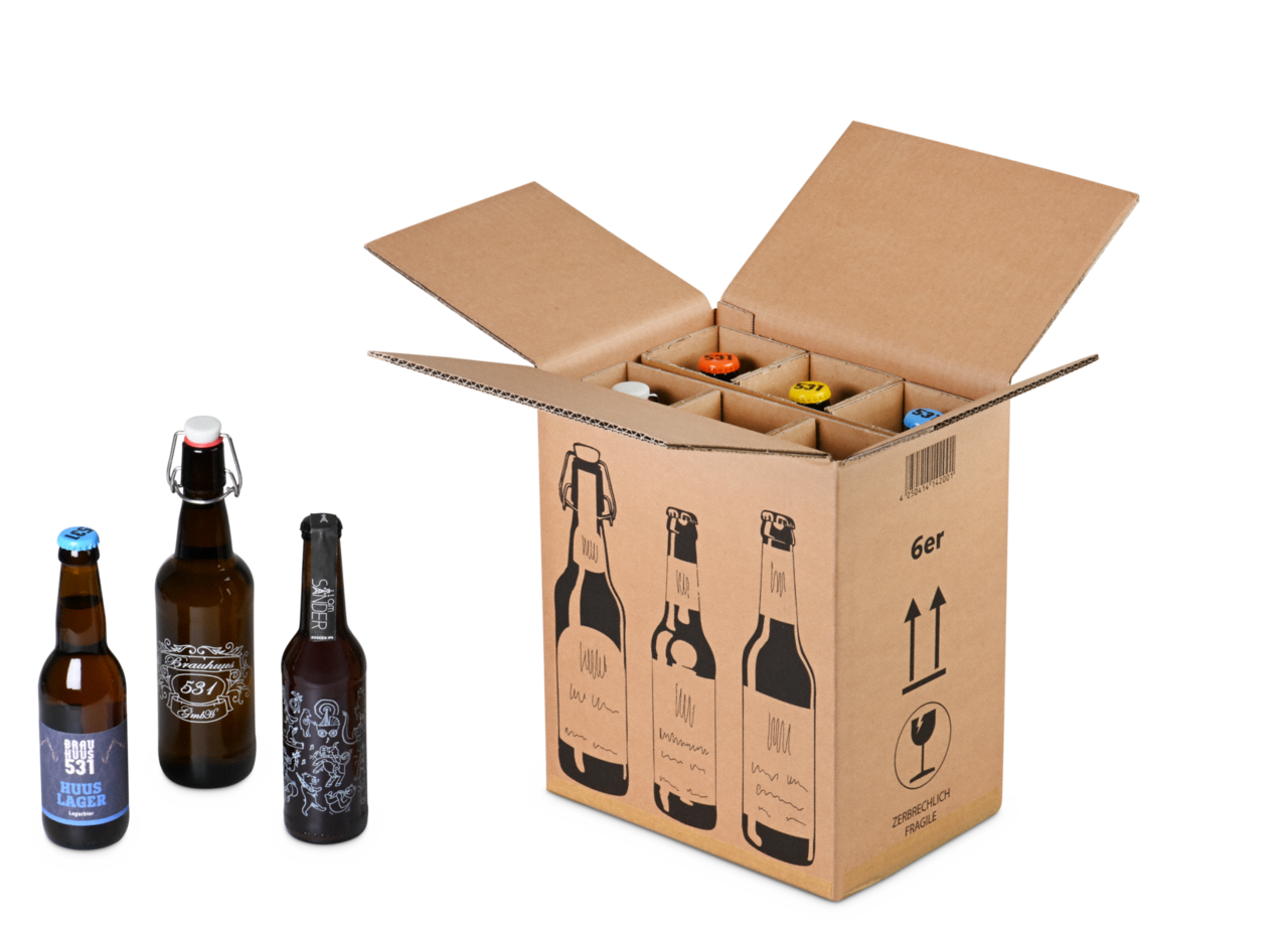 Carton pour bouteilles de 0,33 à 0,50 litre, certifiés DHL