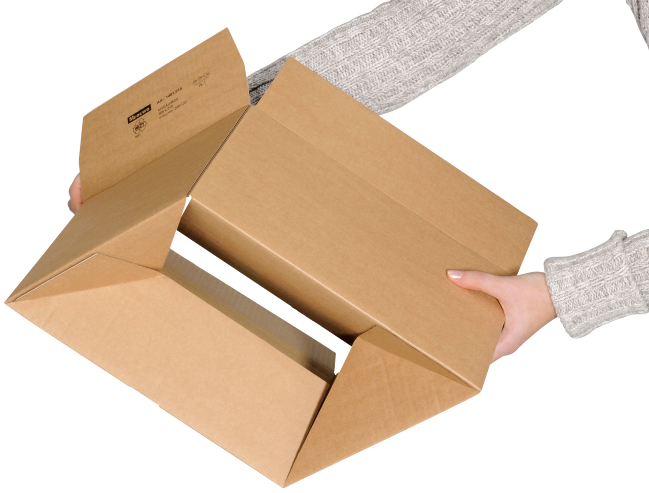 Dressé en un clin œil! Comprimez la boîte sur les côtés – le fond se dresse et se fixe automatiquement.