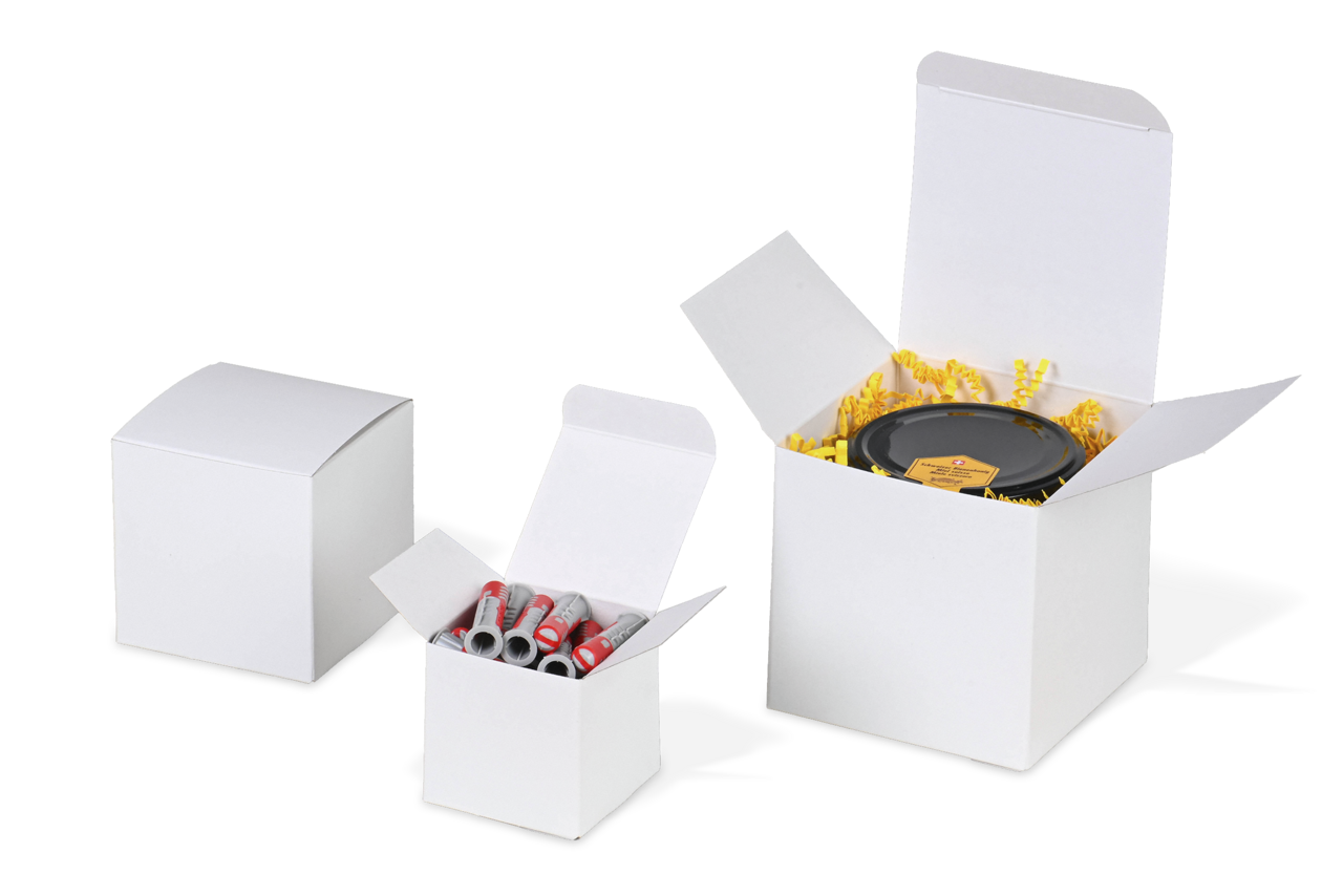 Boîte pliante en carton compact, blanche