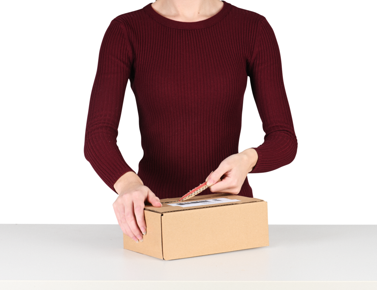 5. Le destinataire du retour ouvre le paquet rapidement et sans moyen auxiliaire, simplement grâce au deuxième filetage.