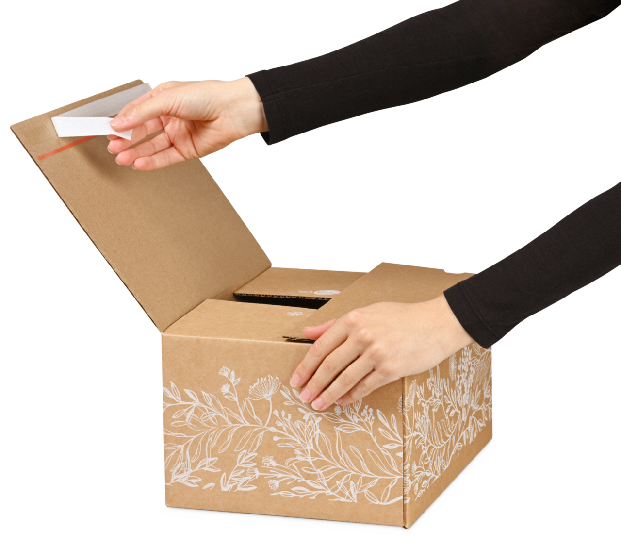 Carton e-commerce COMFORT-BOX avec des motifs naturels