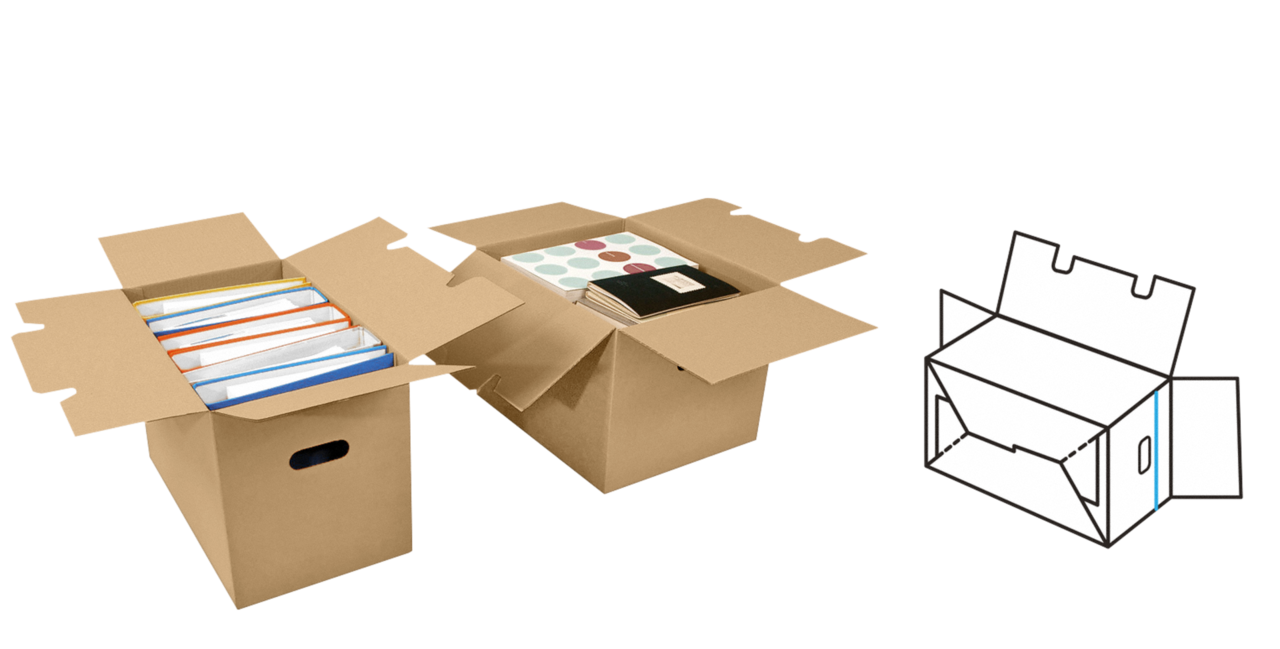 Type 1 – à montage rapide avec fond automatique. Spécialement approprié pour classeurs, livres et materiel de bureau.