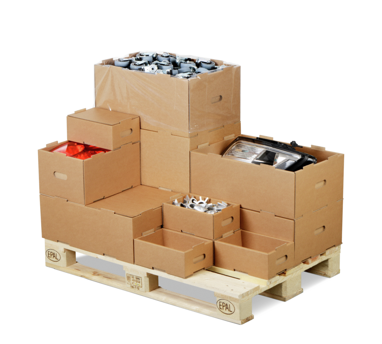 Bac KLT (support de petites charges) en carton ondulé, empilable