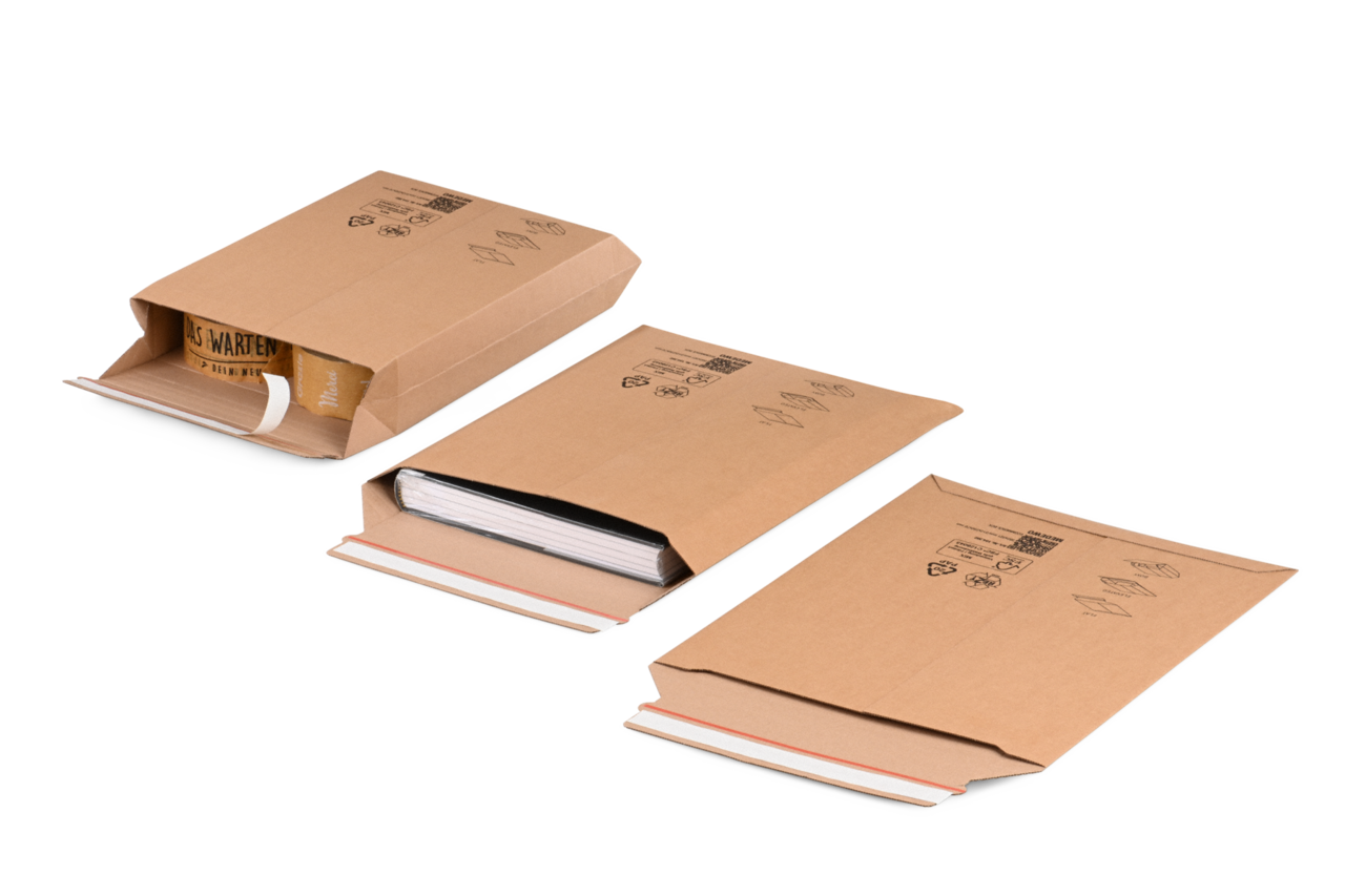 Pochette d'expédition en carton ondulé E-COMMERCE – hauteur variable jusqu'à 70 mm